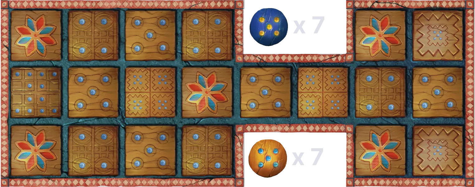 An empty game board from the Royal Game of Ur