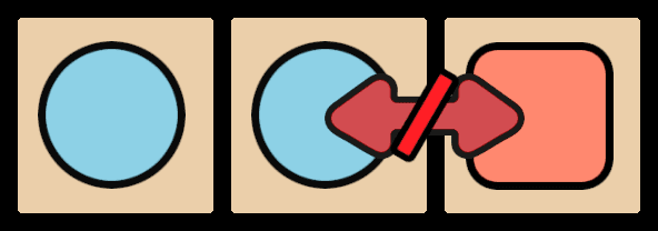 An example diagram showing when you cannot capture a piece from a roll of 1, because the piece is protected