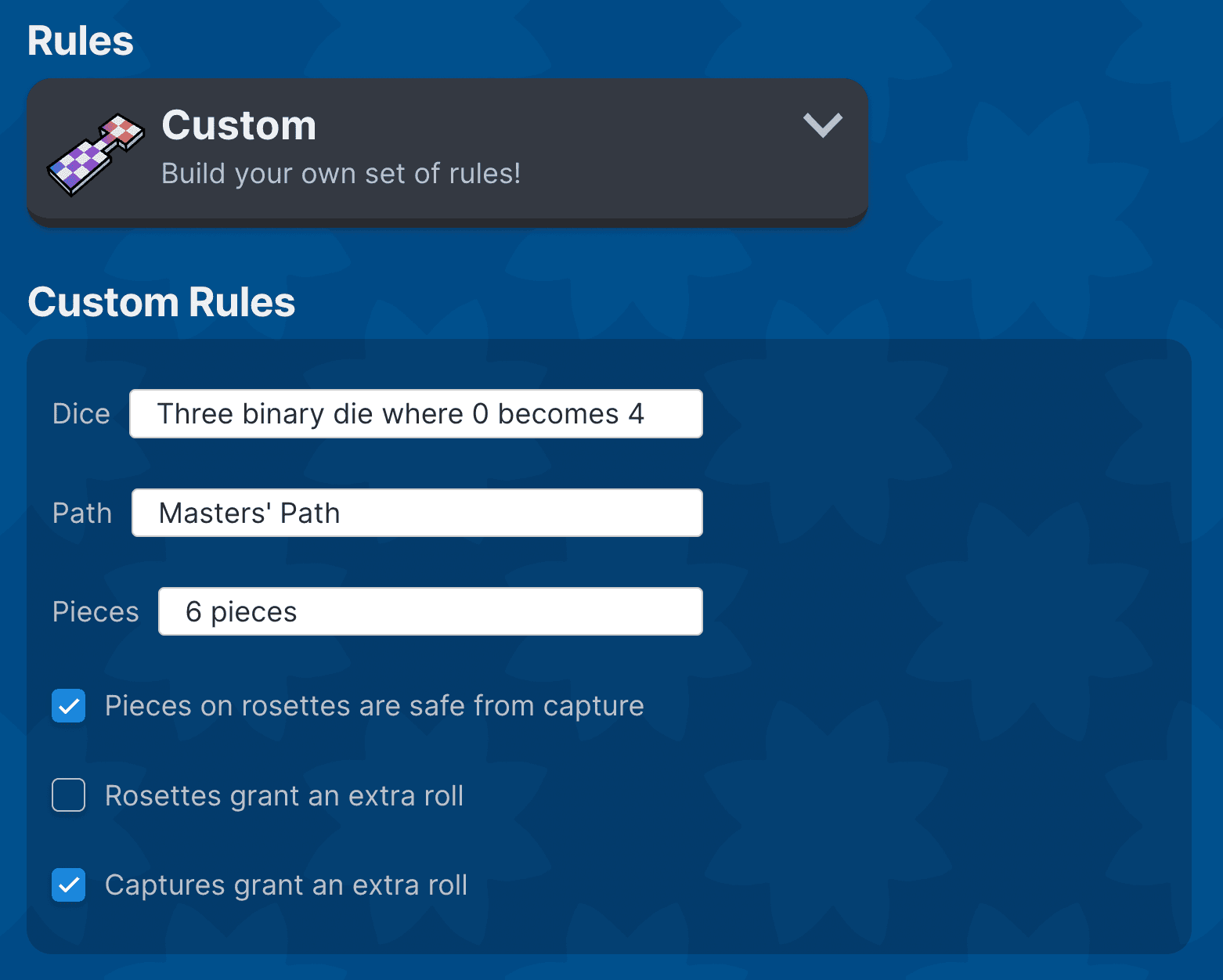 A screenshot of setting up custom rules.