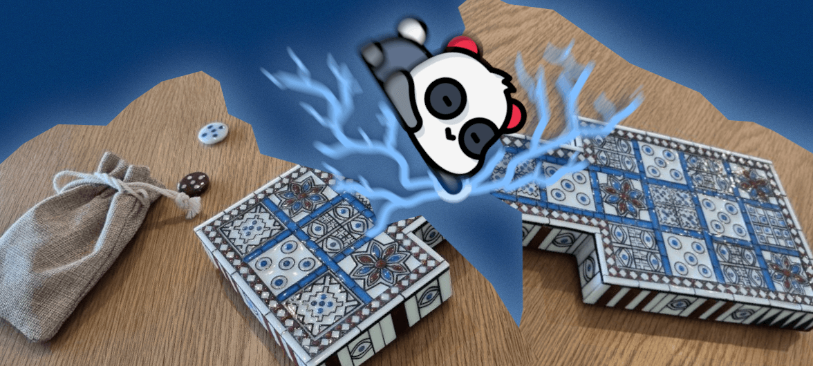 Our supercharged Panda bot breaking the Royal Game of Ur in two.