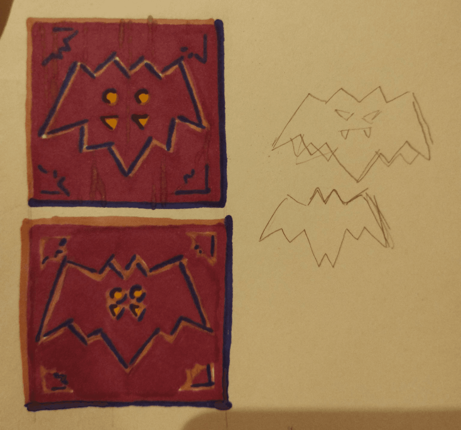 Early rendered version of some bat tiles.